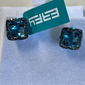 Effy 14K White Gold Diamond Topaz earrings